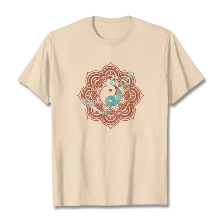 Buddha Stones Mandala Yin Yang Cotton Tee T-shirt - Bisque / S - T-Shirts