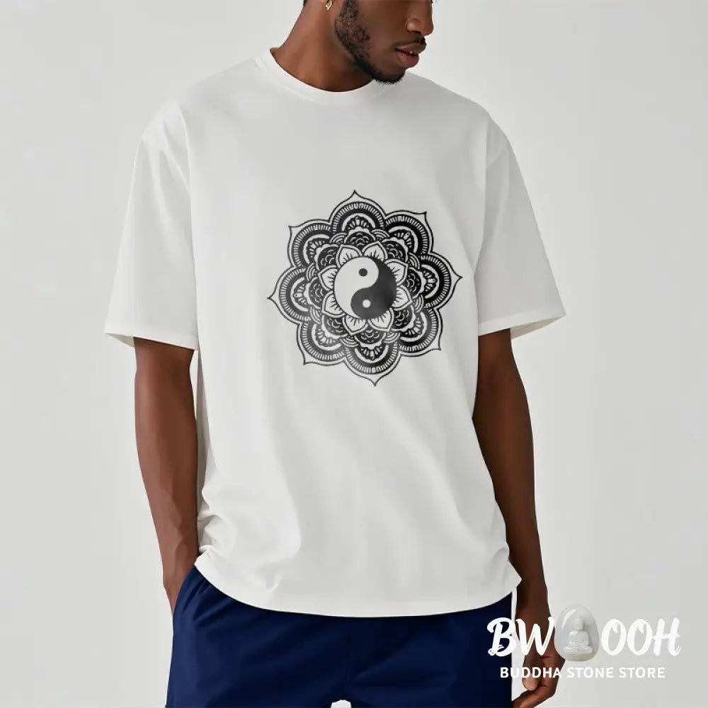 Buddha Stones Mandala Yin Yang Cotton Tee T-shirt - T-Shirts