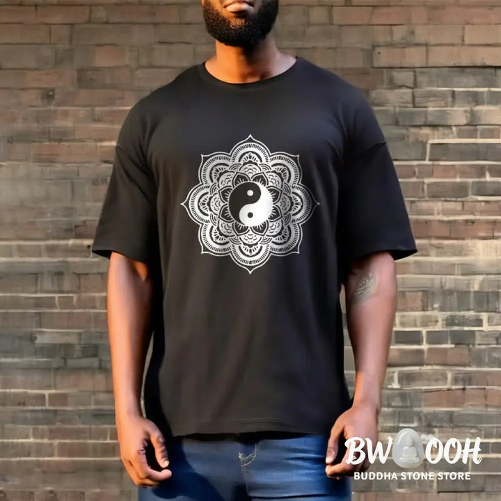 Buddha Stones Mandala Yin Yang Cotton Tee T-shirt - T-Shirts