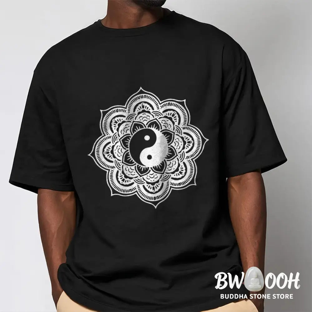 Buddha Stones Mandala Yin Yang Cotton Tee T-shirt - T-Shirts