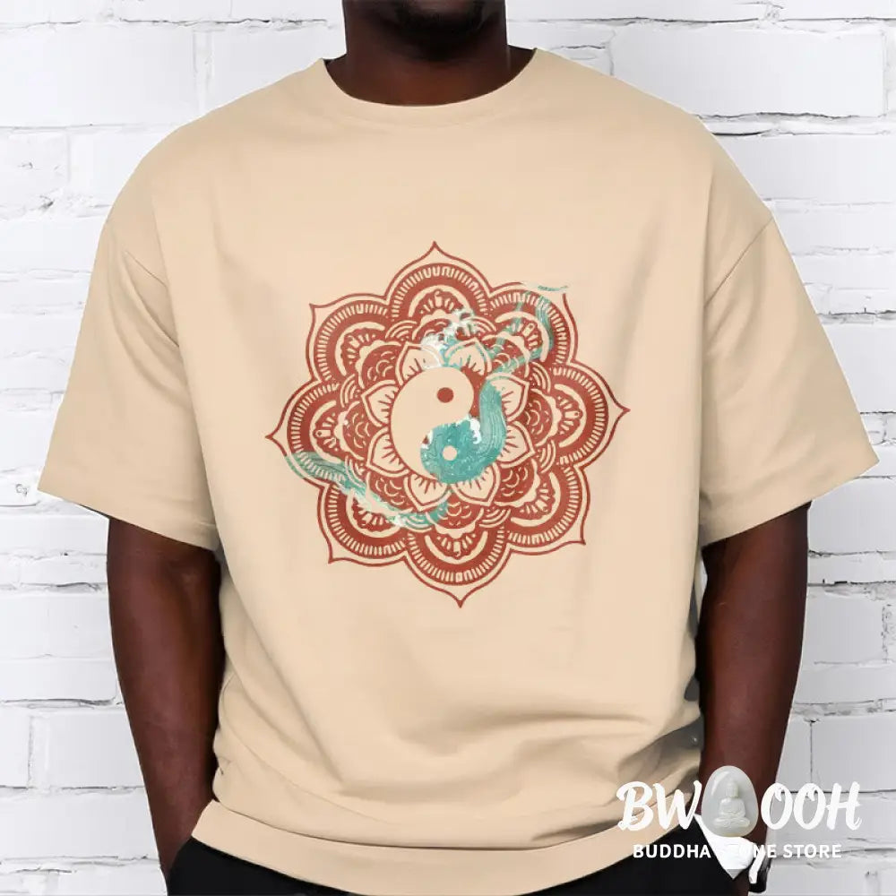 Buddha Stones Mandala Yin Yang Cotton Tee T-shirt - T-Shirts