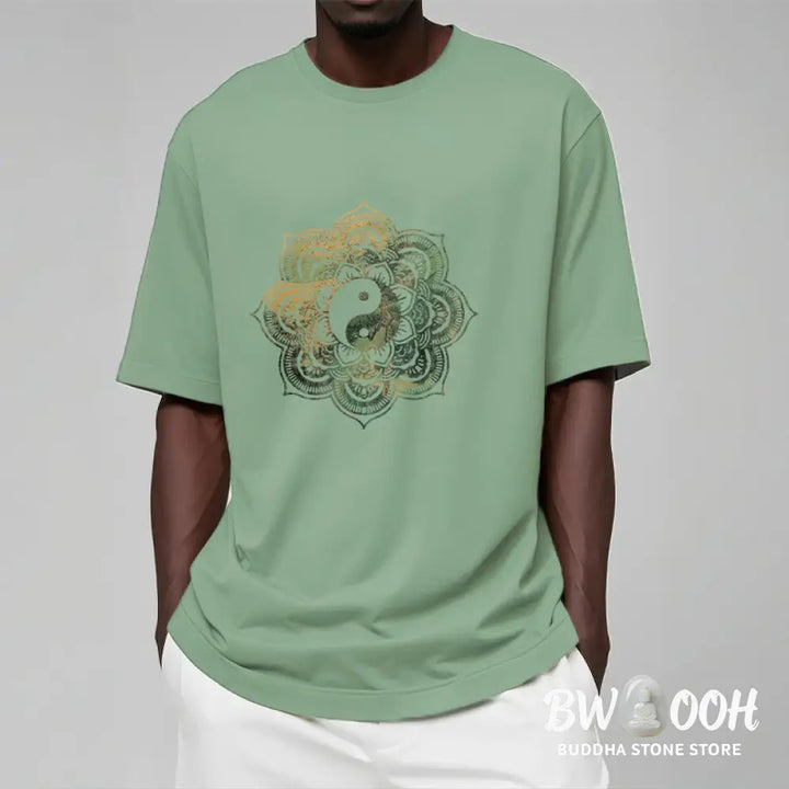 Buddha Stones Mandala Yin Yang Cotton Tee T-shirt - T-Shirts