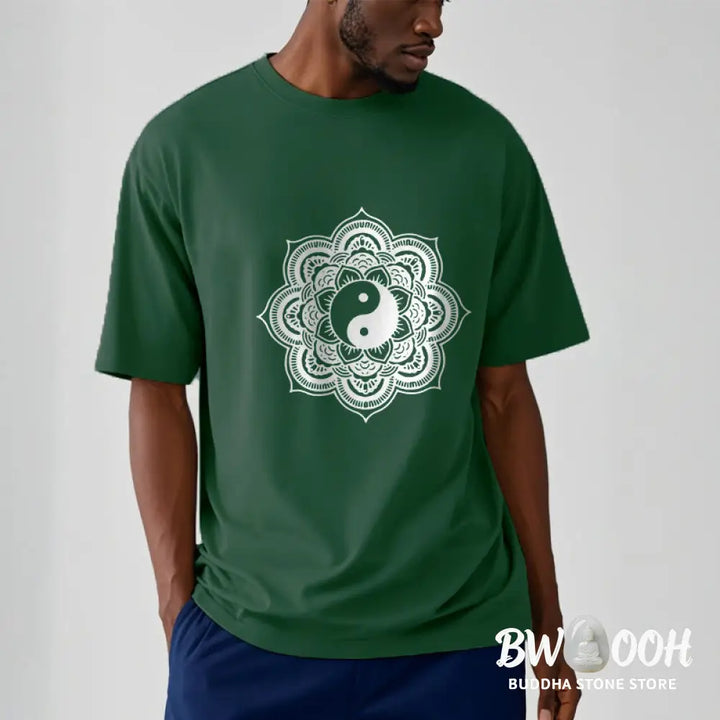 Buddha Stones Mandala Yin Yang Cotton Tee T-shirt - T-Shirts