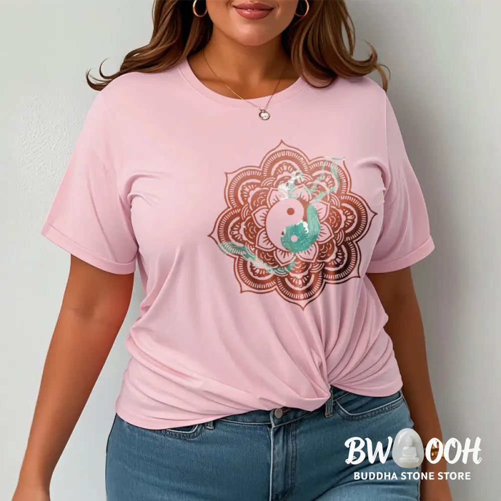 Buddha Stones Mandala Yin Yang Cotton Tee T-shirt - T-Shirts