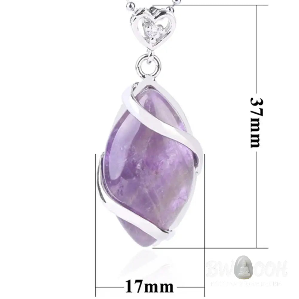BWOOOH Marquise Pattern Natural Crystal Charm Necklace Pendant, featuring Green Aventurine, Amethyst, Rose Quartz, and Black Onyx for spiritual wellness. - View 30