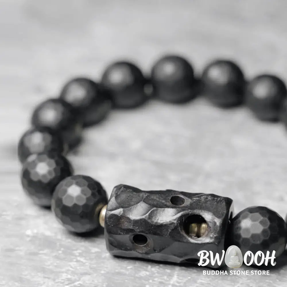 Buddha Stones Matte Frosted Surface Black Onyx Ebony Protection Bracelet - BWOOOH - Bracelet
