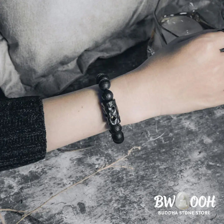 Buddha Stones Matte Frosted Surface Black Onyx Ebony Protection Bracelet - BWOOOH - Bracelet