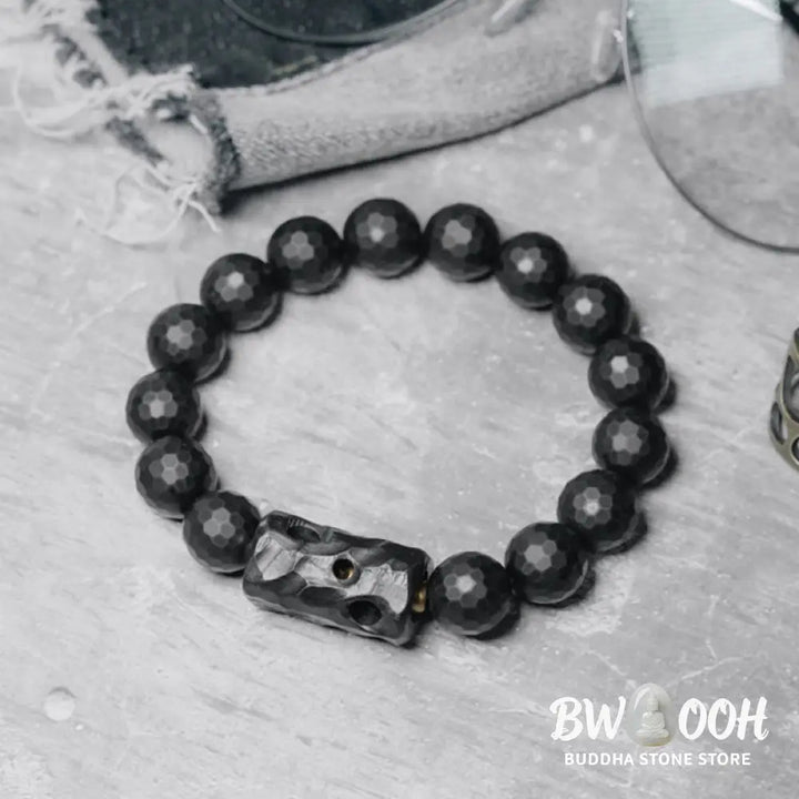 Buddha Stones Matte Frosted Surface Black Onyx Ebony Protection Bracelet - BWOOOH - Bracelet