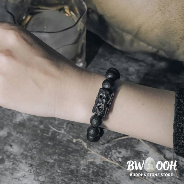 Buddha Stones Matte Frosted Surface Black Onyx Ebony Protection Bracelet - BWOOOH - Bracelet