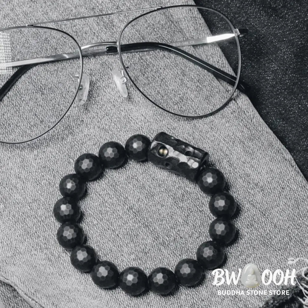 Buddha Stones Matte Frosted Surface Black Onyx Ebony Protection Bracelet - BWOOOH - Bracelet