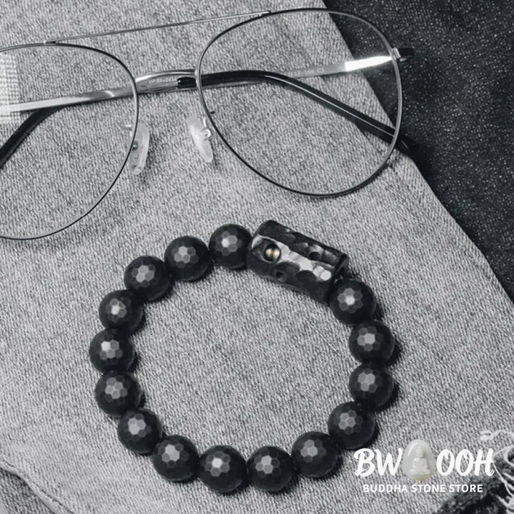 Buddha Stones Matte Frosted Surface Black Onyx Ebony Protection Bracelet - BWOOOH - Bracelet