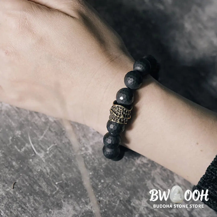 Buddha Stones Matte Frosting Black Onyx Copper Brass Protection Bracelet - BWOOOH - Bracelet