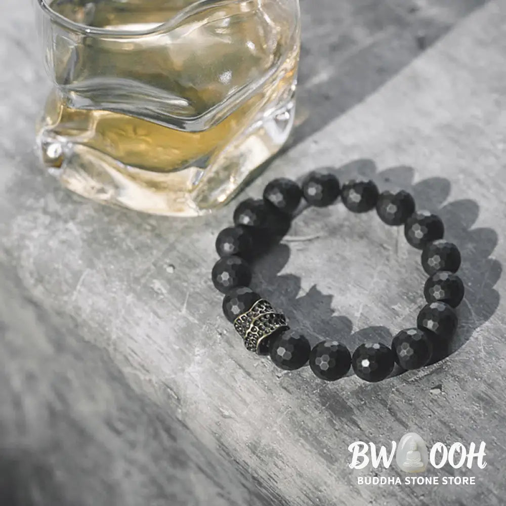 Buddha Stones Matte Frosting Black Onyx Copper Brass Protection Bracelet - BWOOOH - Bracelet