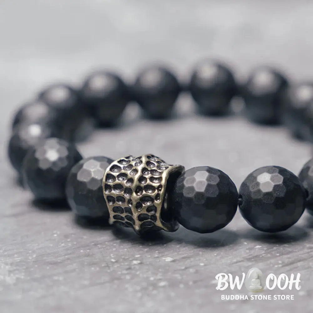 Buddha Stones Matte Frosting Black Onyx Copper Brass Protection Bracelet - BWOOOH - Bracelet