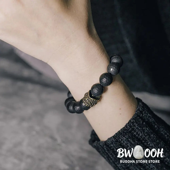Buddha Stones Matte Frosting Black Onyx Copper Brass Protection Bracelet - BWOOOH - Bracelet