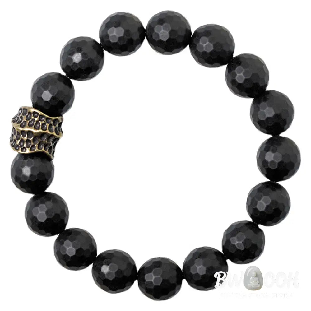 Buddha Stones Matte Frosting Black Onyx Copper Brass Protection Bracelet - BWOOOH - Bracelet