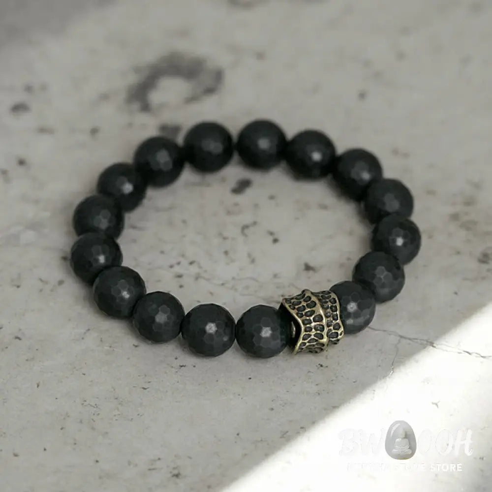 Buddha Stones Matte Frosting Black Onyx Copper Brass Protection Bracelet - BWOOOH - Bracelet