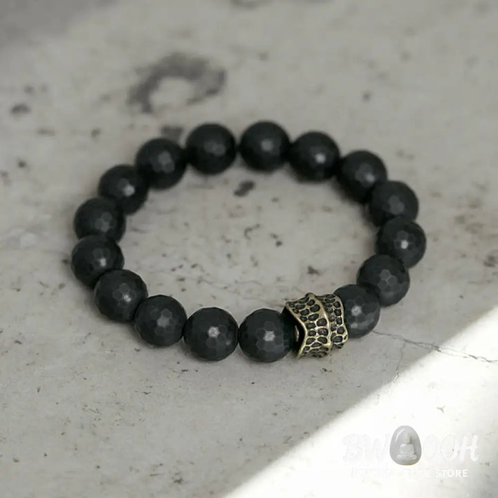 Buddha Stones Matte Frosting Black Onyx Copper Brass Protection Bracelet - BWOOOH - Bracelet