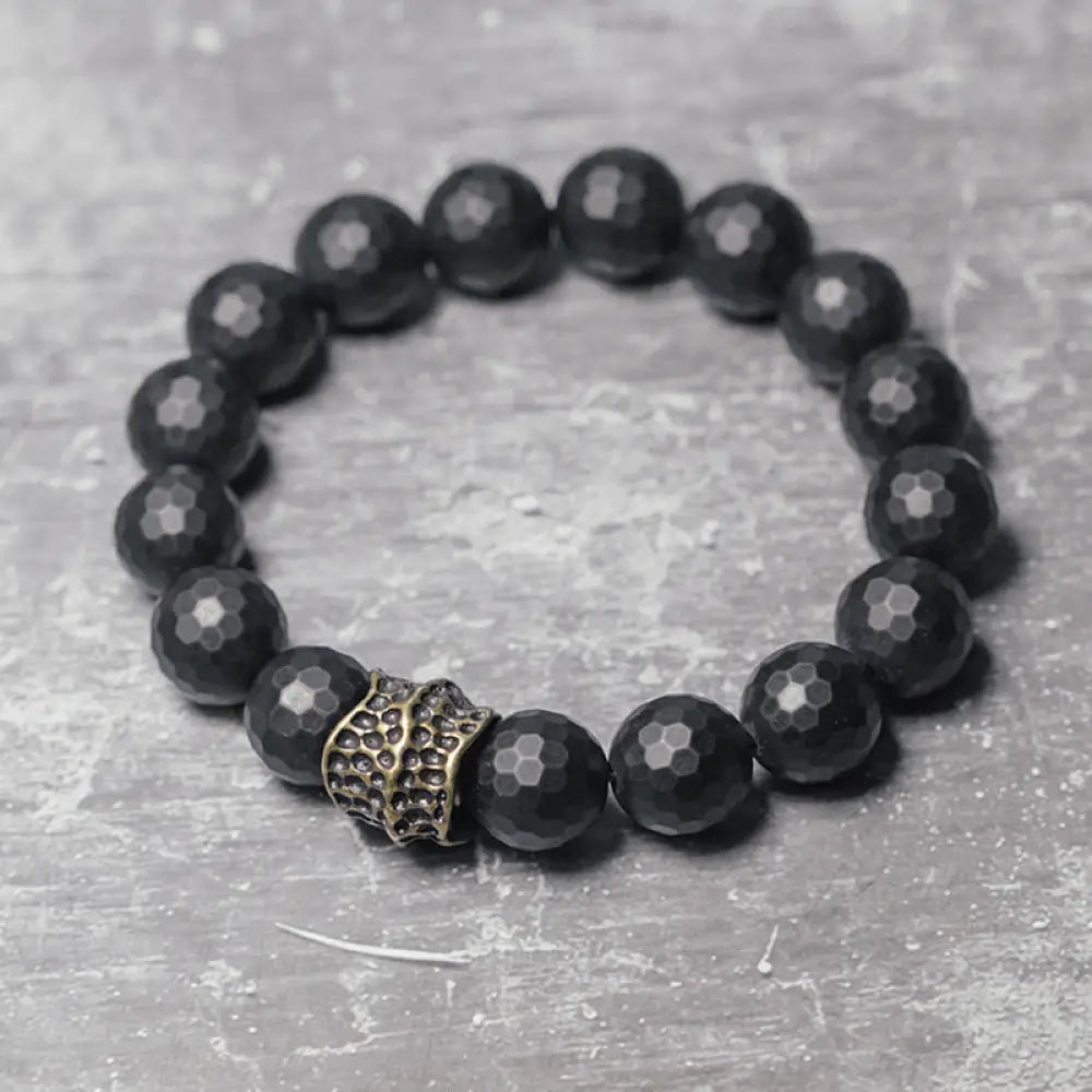 BWOOOH Matte Frosting Black Onyx Copper Brass Protection Bracelet - BWOOOH - Black Onyx Brass (Wrist