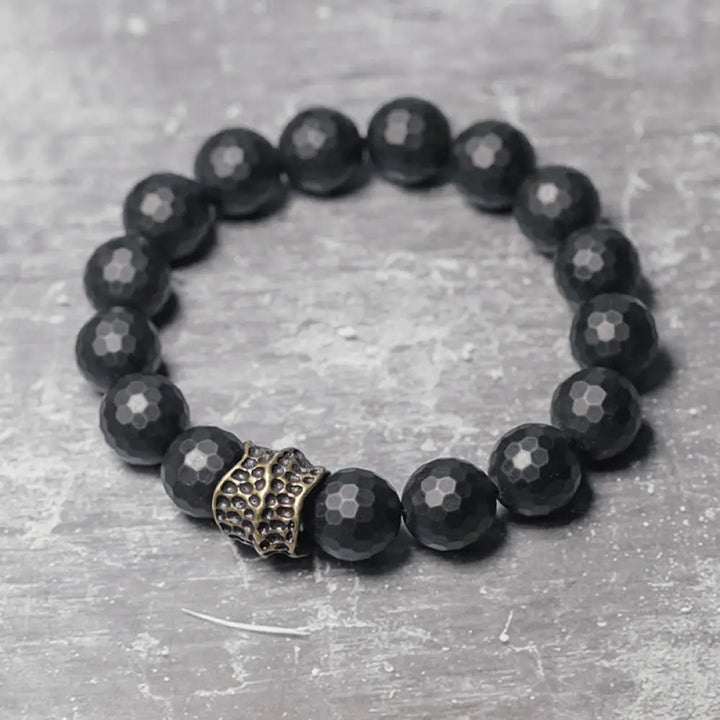 BWOOOH Matte Frosting Black Onyx Copper Brass Protection Bracelet - BWOOOH - Black Onyx Brass (Wrist