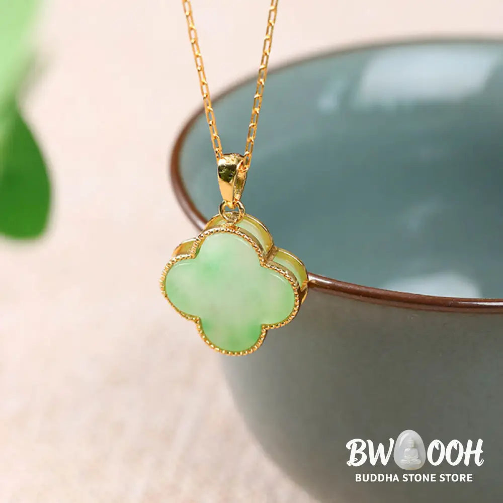 Buddha Stones ’May Luck and Joy Be With You’ Jade Necklace Includes Gift Message Card - BWOOOH - Necklaces &amp; Pendants