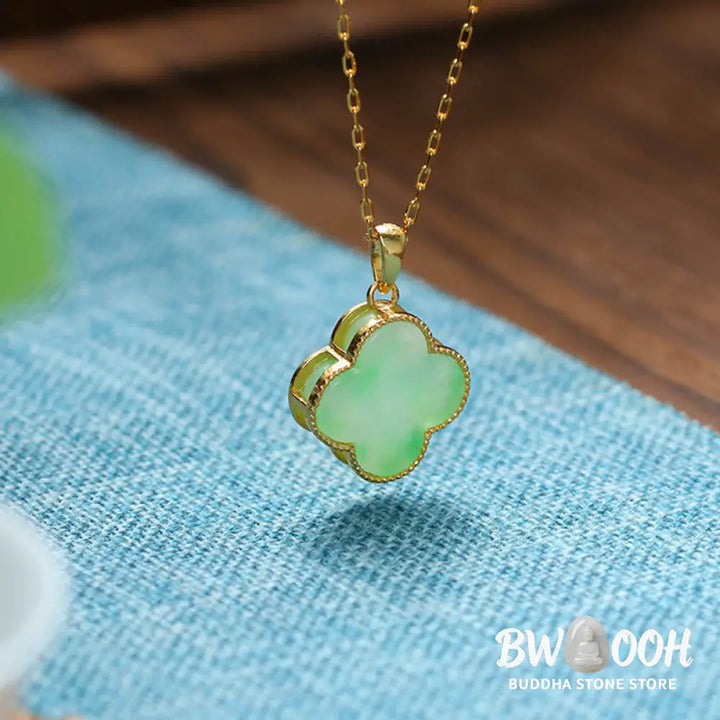 Buddha Stones ’May Luck and Joy Be With You’ Jade Necklace Includes Gift Message Card - BWOOOH - Necklaces &amp; Pendants