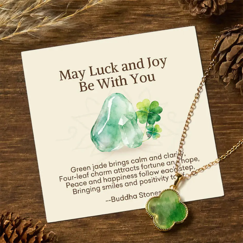 Buddha Stones ’May Luck and Joy Be With You’ Jade Necklace Includes Gift Message Card - BWOOOH