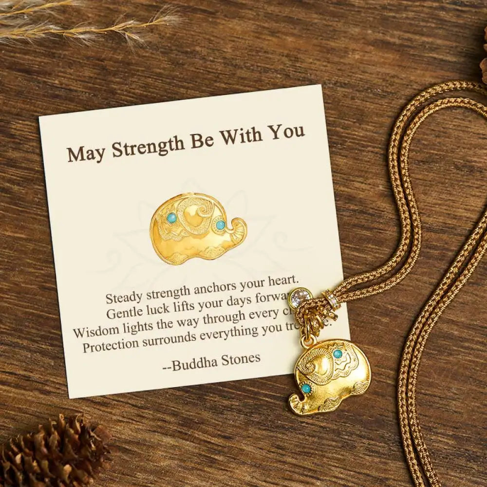 BWOOOH 24k gold plated brass elephant necklace for strength