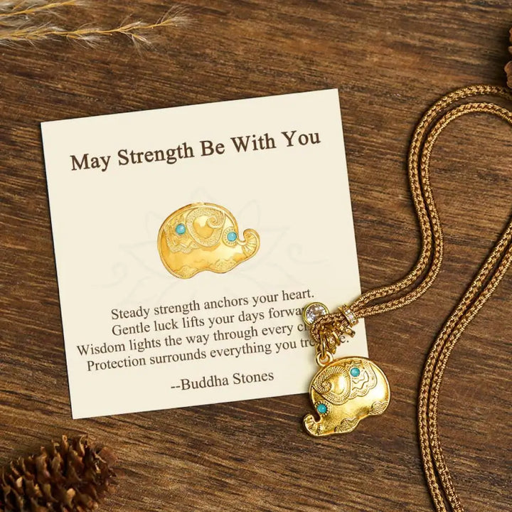 BWOOOH 24k gold plated brass elephant necklace for strength