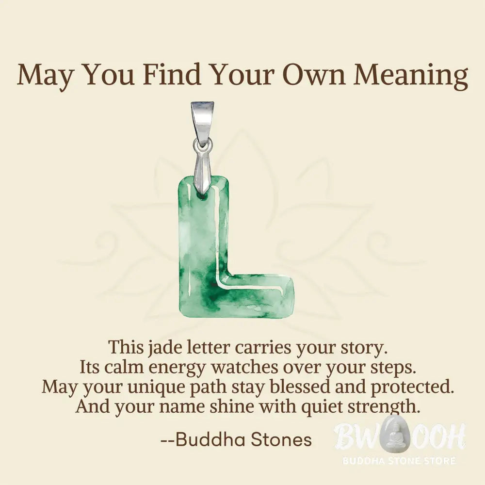 Buddha Stones ’May You Find Your Own Meaning’ Natural A-Z Letter Jade Titanium Steel Chain Necklace Includes Gift