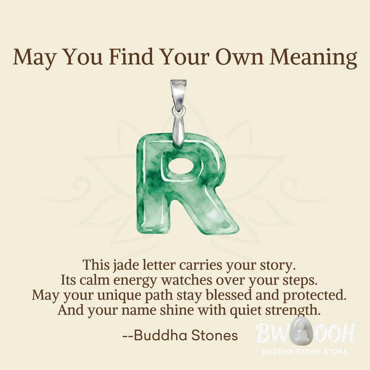 Buddha Stones ’May You Find Your Own Meaning’ Natural A-Z Letter Jade Titanium Steel Chain Necklace Includes Gift