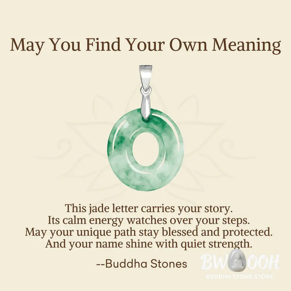 Buddha Stones ’May You Find Your Own Meaning’ Natural A-Z Letter Jade Titanium Steel Chain Necklace Includes Gift