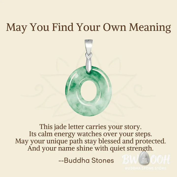 Buddha Stones ’May You Find Your Own Meaning’ Natural A-Z Letter Jade Titanium Steel Chain Necklace Includes Gift