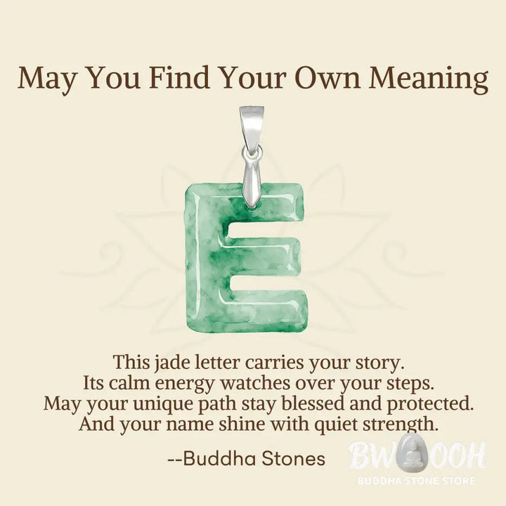 Buddha Stones ’May You Find Your Own Meaning’ Natural A-Z Letter Jade Titanium Steel Chain Necklace Includes Gift
