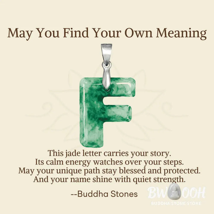 Buddha Stones ’May You Find Your Own Meaning’ Natural A-Z Letter Jade Titanium Steel Chain Necklace Includes Gift