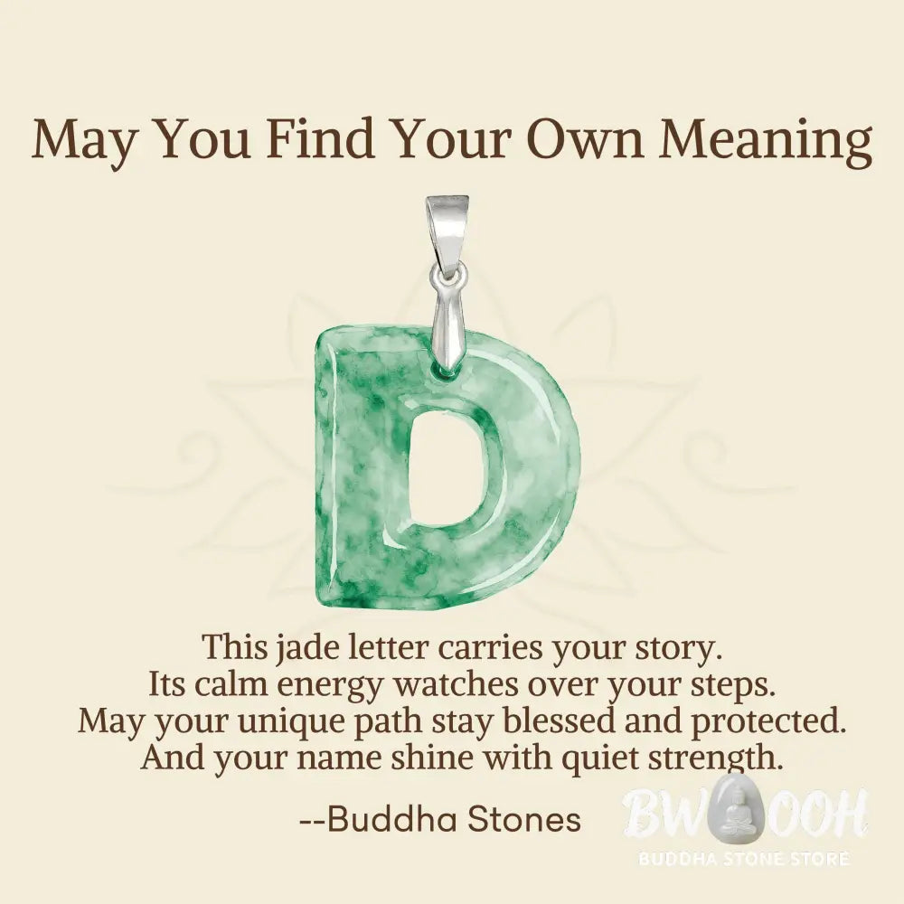 Buddha Stones ’May You Find Your Own Meaning’ Natural A-Z Letter Jade Titanium Steel Chain Necklace Includes Gift
