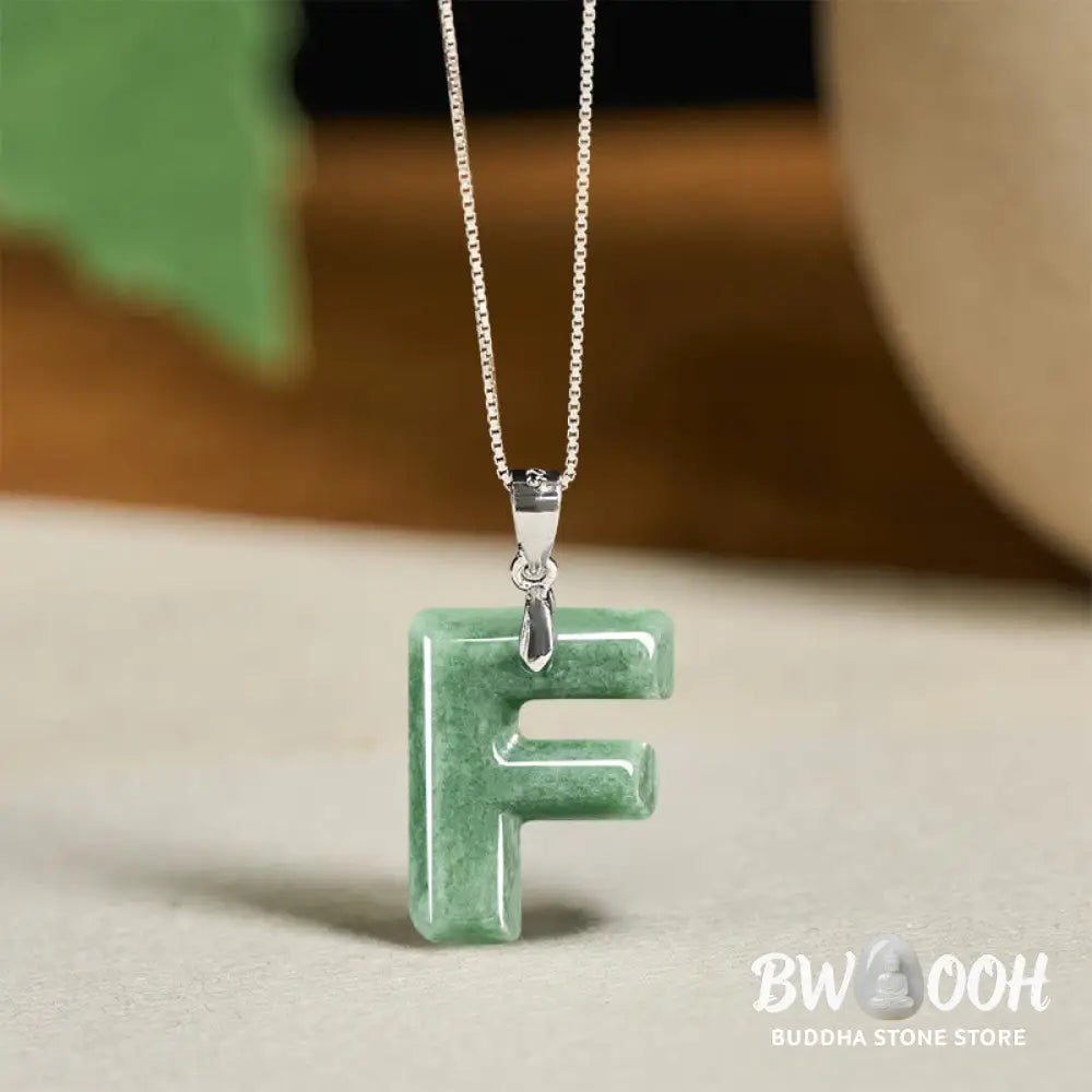 Buddha Stones ’May You Find Your Own Meaning’ Natural A-Z Letter Jade Titanium Steel Chain Necklace Includes Gift