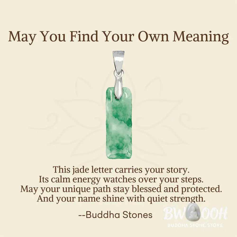 Buddha Stones ’May You Find Your Own Meaning’ Natural A-Z Letter Jade Titanium Steel Chain Necklace Includes Gift