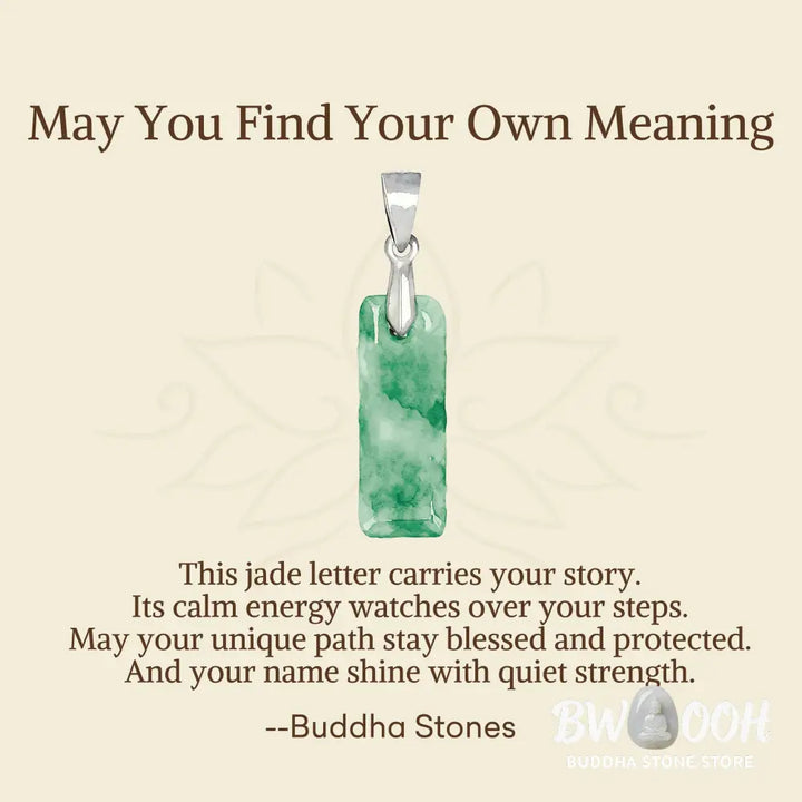 Buddha Stones ’May You Find Your Own Meaning’ Natural A-Z Letter Jade Titanium Steel Chain Necklace Includes Gift