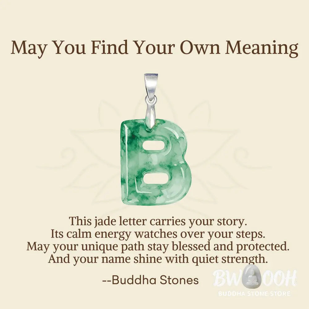 Buddha Stones ’May You Find Your Own Meaning’ Natural A-Z Letter Jade Titanium Steel Chain Necklace Includes Gift