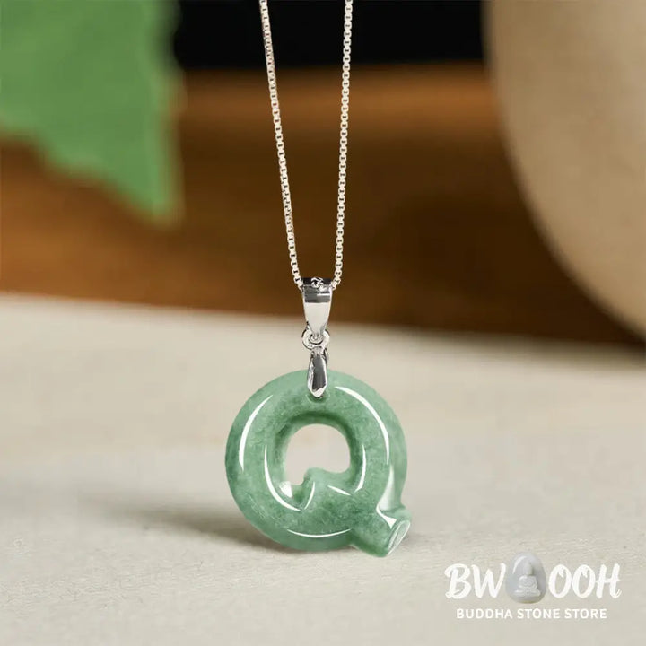 Buddha Stones ’May You Find Your Own Meaning’ Natural A-Z Letter Jade Titanium Steel Chain Necklace Includes Gift