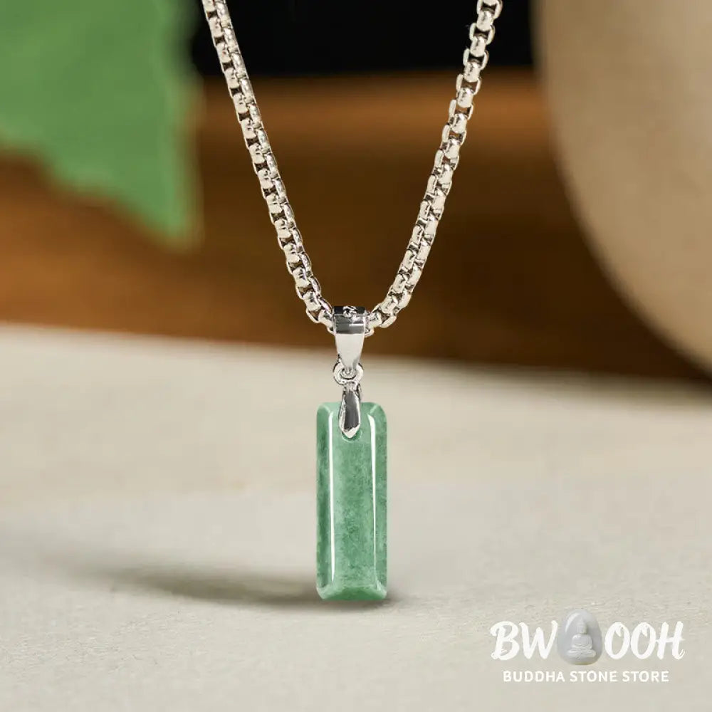 Buddha Stones ’May You Find Your Own Meaning’ Natural A-Z Letter Jade Titanium Steel Chain Necklace Includes Gift