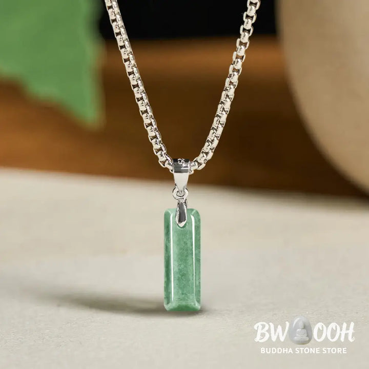 Buddha Stones ’May You Find Your Own Meaning’ Natural A-Z Letter Jade Titanium Steel Chain Necklace Includes Gift