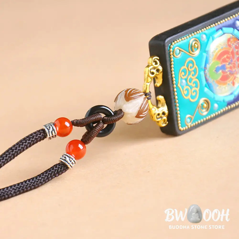 Buddha Stones Medicine Buddha Ebony Wood Peace Necklace Pendant - BWOOOH - Ebony Wood - Necklaces &amp; Pendants