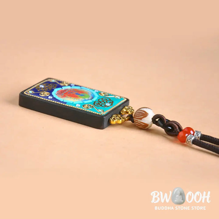 Buddha Stones Medicine Buddha Ebony Wood Peace Necklace Pendant - BWOOOH - Ebony Wood - Necklaces &amp; Pendants