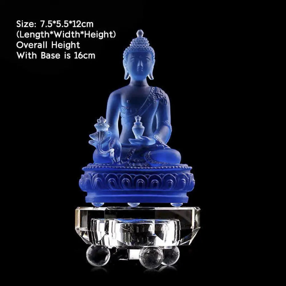 BWOOOH Medicine Buddha Handmade Liuli Crystal Art Piece Compassion Statue Home Office Offering Decoration