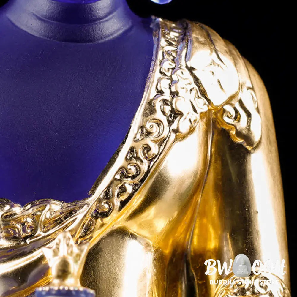 BWOOOH Medicine Buddha Handmade Liuli Crystal Art Piece Compassion Statue Home Office Offering Decoration
