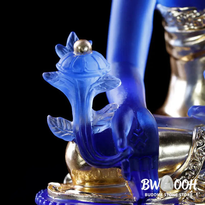 BWOOOH Medicine Buddha Handmade Liuli Crystal Art Piece Compassion Statue Home Office Offering Decoration