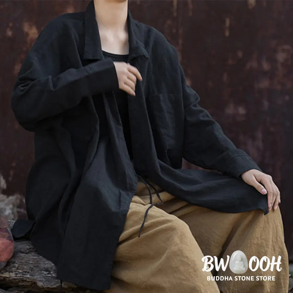 Buddha Stones Meditate Ramie Cotton Clothing - Women’s Shirts
