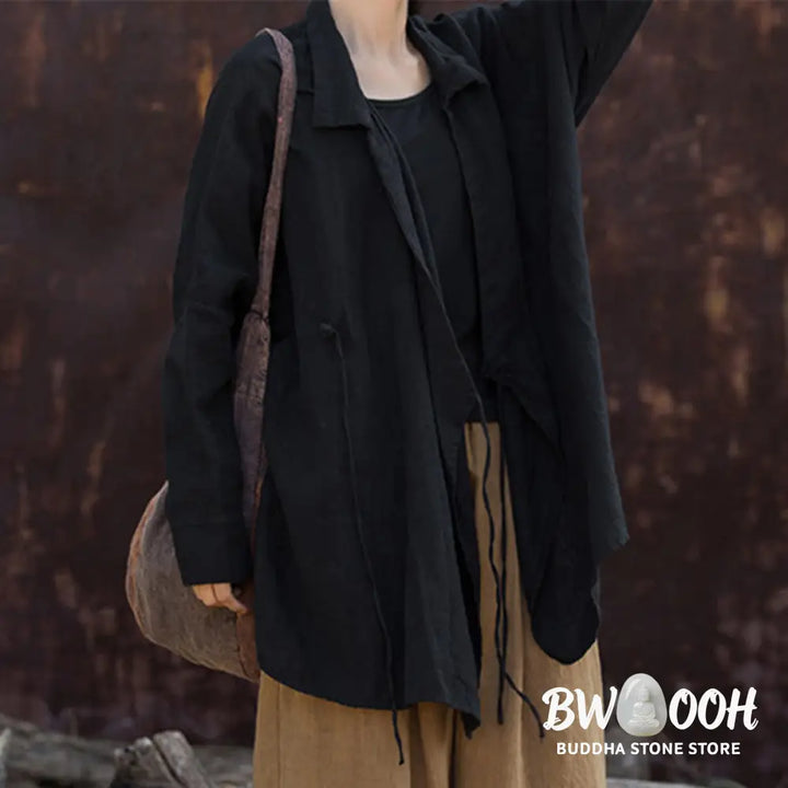 Buddha Stones Meditate Ramie Cotton Clothing - Women’s Shirts